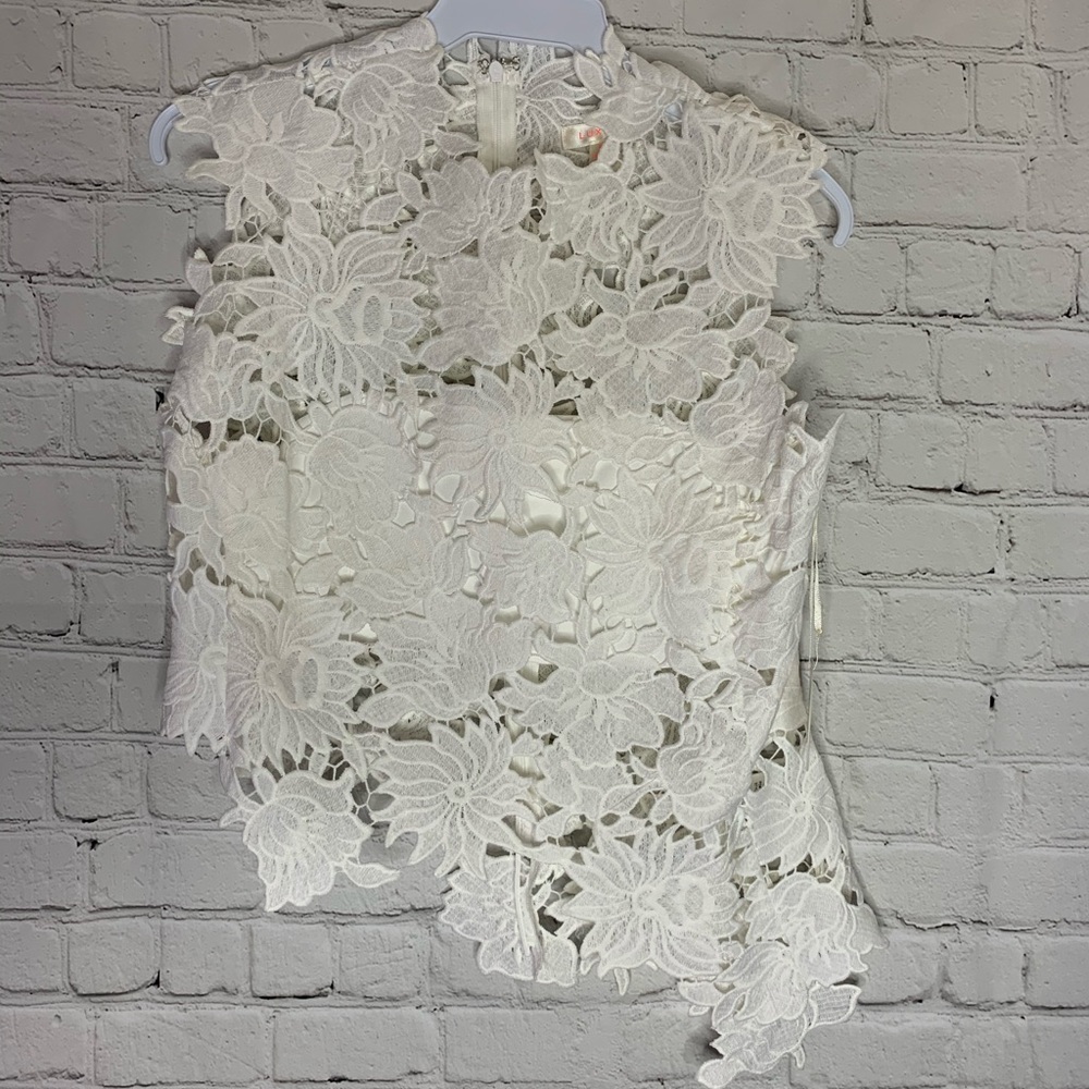 White lace asymmetrical top